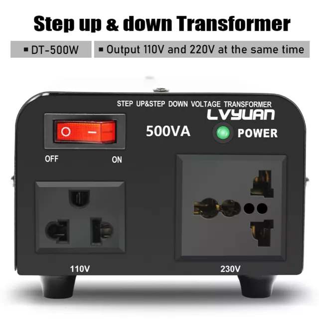 500W Spannungswandler Transformator 110V⇋220V Step Up/Down Converter Konverter