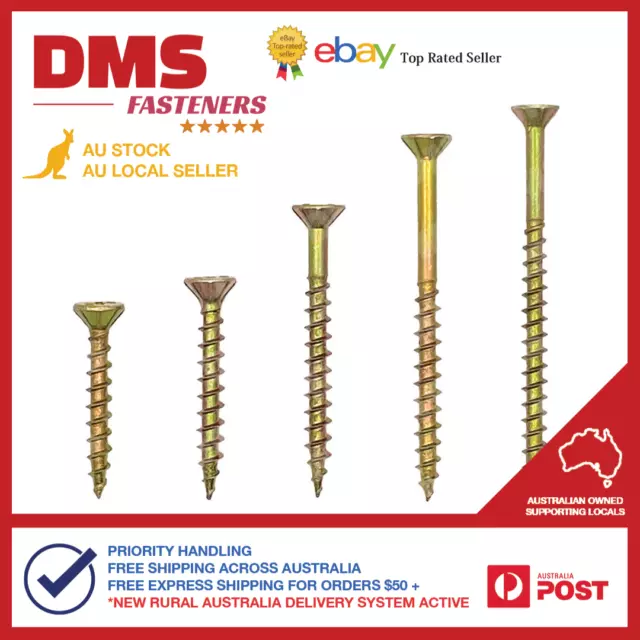 8g Chipboard Wood Screw s Countersunk Phillips Zinc Yellow Timber Treated Pine