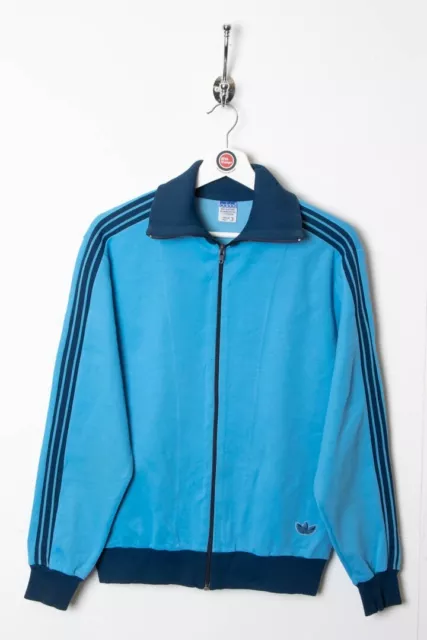 Giacca da pista vintage Adidas blu retrò anni '70 Germania Ovest PICCOLA