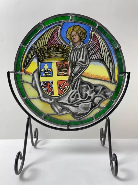 One If A Kind stained glass Round  window panel With Stand City Of St Augustine 3