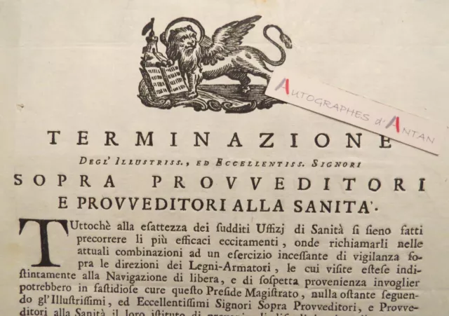 ● VENEZIA 1788 - Navigation Armateurs Santé - Venise Italia petite affiche XVIII 2