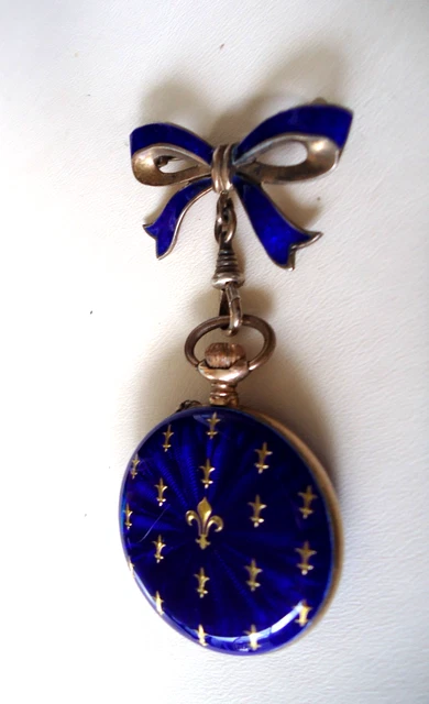 Montre Pendentif Vintage - Émaillée Ancienne Vers 1880-1900 - Mécanique Manuel - Occasion Très Bon État