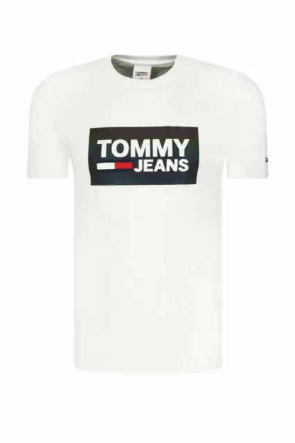 Maglietta Stretch Centre Logo Uomo Bianco Tommy Hilfiger Tjm Nuova Con Etichette Fantastica 5