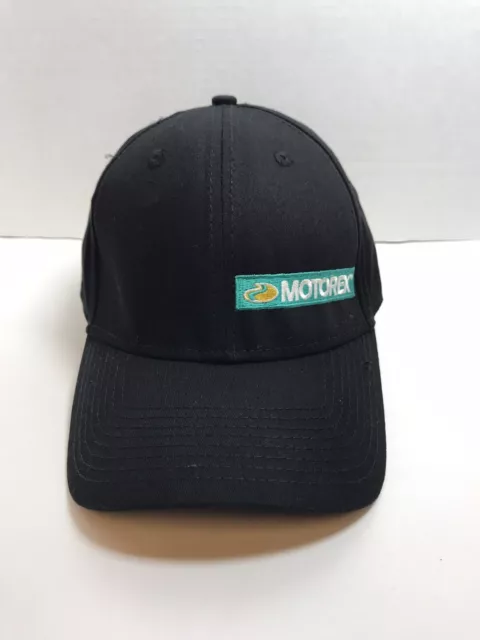Black Fitted Hat New Era 39Thirty Motorex Black Cap Preowned Lg/XL