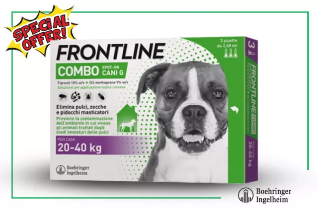 🎉 Antiparassitario Frontline Combo Per Cani (G) 3 Pipette (20-40 Kg) Offerta 🎉