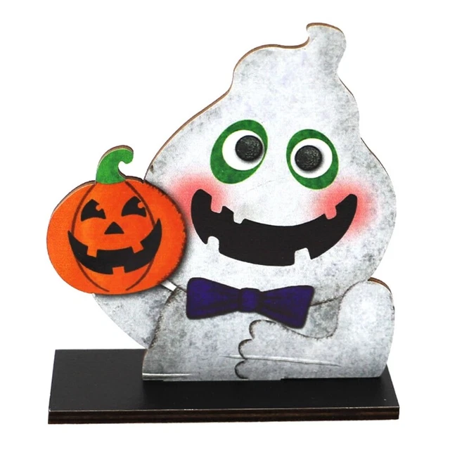 Cute Holding Pumpkin Wooden Sign Halloween Party Table Decoration