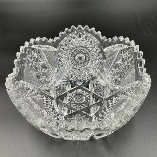 American Brilliant Period Cut Glass Bowl 8"