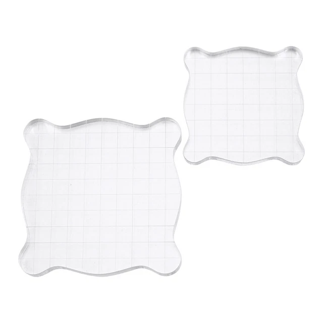 2Pcs Transparent Stamp Blocks Acrylic Stamping Blocks DIY Stamp Craft Tools