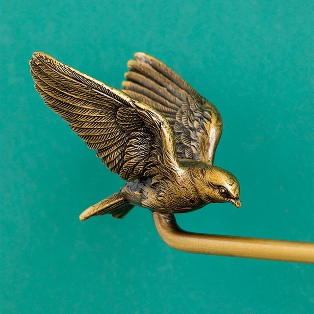 Pair Brass Swallow Bird Curtain Hooks Tassel Wall Tie Back Hanger Holder 3