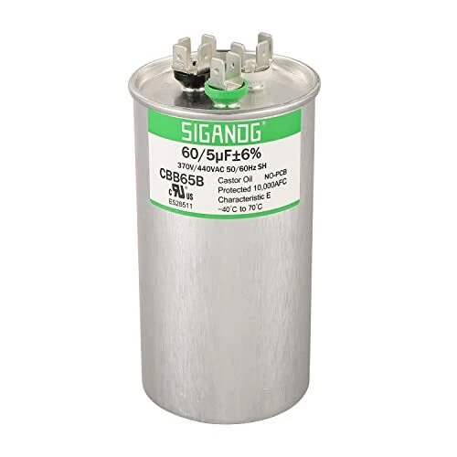 60+5 MFD 370/440V CBB65B Capacitor for AC Motor Run (Straight Cool, Heat Pump)
