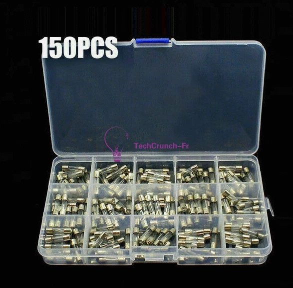 150pcs x 5x20mm 0.1A-30A Fine Fuse Glass Fuse Glass Tube Fuse with Box