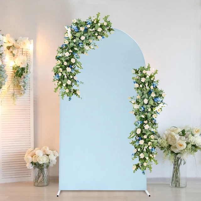 Heavy-Duty Wedding Arch Kit - Gold Steel Frame With White Cloth Cover, Easy Assembly Backdrop Stand For Parties