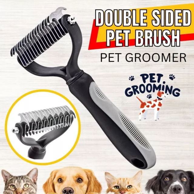 Cepillo de pelo de doble cara para mascotas, peine para perros y gatos, removedo