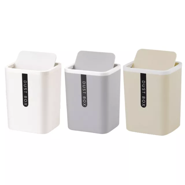 Tabletop Plastic Small Waste Bin with Lid for Mini Desktop Trash C