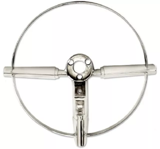 55 56 Chevy Bel Air Steering Wheel Chrome Horn Ring New