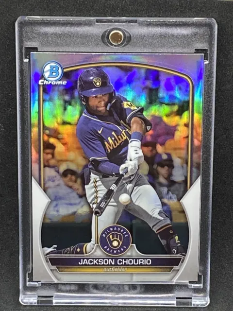 Jackson Chourio RARE ROOKIE REFRACTOR INVESTMENT CARD SSP BOWMAN CHROME ROY