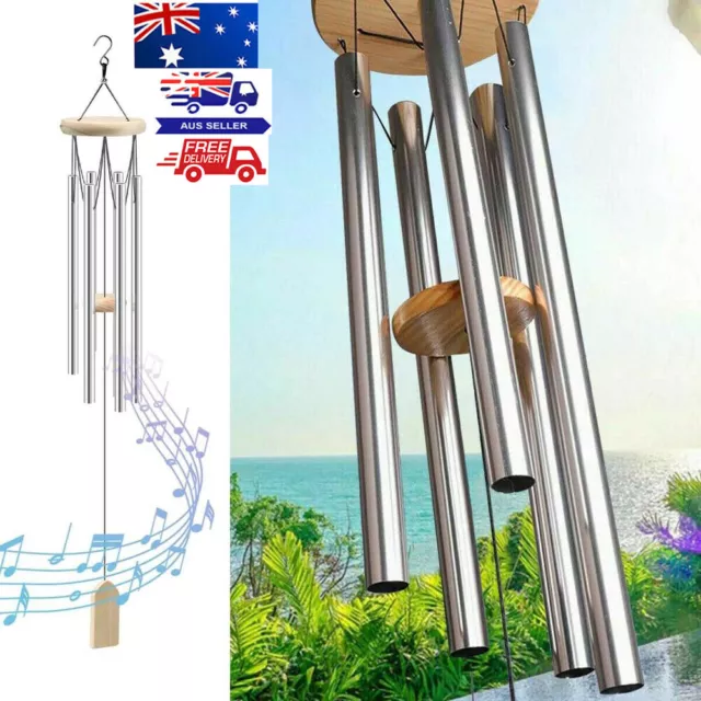 Wind Chimes Large Deep Tone Chapel Bells 6 Tubes Outdoor Garden Home Decor Gift