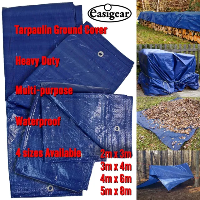 Tarpaulin Ground Cover Sheet Heavy Duty Waterproof Outdoor Protect Multi Sizes