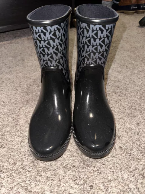 MICHAEL KORS WOMENS Size 7M MK Signature Mid Calf Rubber Rain Boots $25.00  - PicClick