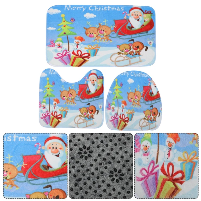 Polyester Weihnachts-Toilettensitz Rutschfeste Bodenmatte Einstellen