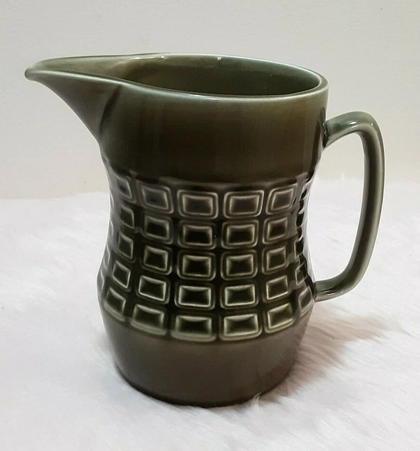 Adams MID CENTURY DARK GREEN 1960s Castella Ironstone Micratex Milk Jug 8 oz