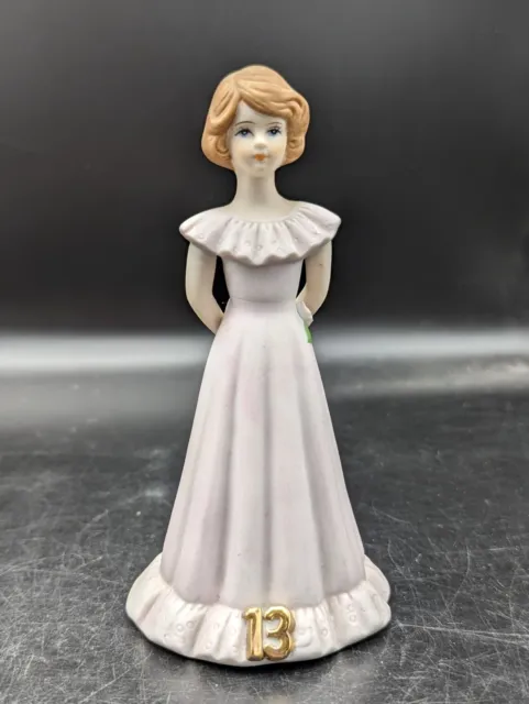 ENESCO Growing Up Birthday Girls Age 13 Porcelain Figurine Brunette 1982