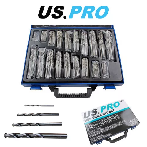 US PRO Tools 170 Piece HSS Metric Drill Bits Set 1 - 10mm 2662