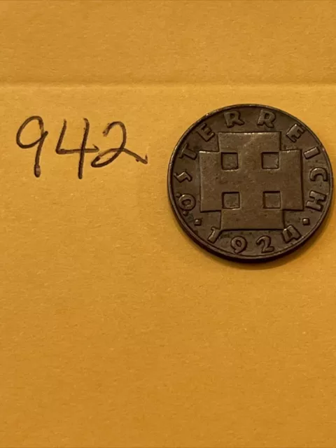 1924 AUSTRIA  - 2 GROSCHEN - World Coin