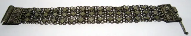 ANTIQUE 1800 s. SILVER KNITTED THREE ROWS LADY BRACELET  #  18B
