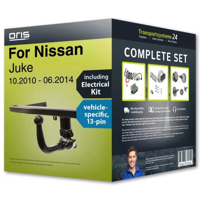 Towbar detachable for NISSAN Juke 10-14 + 13pin spec. electrical-kit NEW