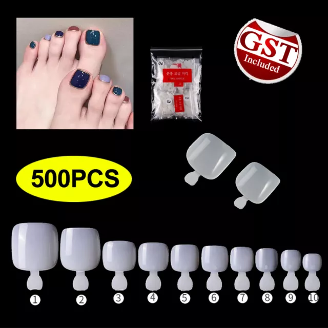 500Pcs Fake Toenail Tips Set Full Cover False Toe Nail Tips for DIY Nail Beauty