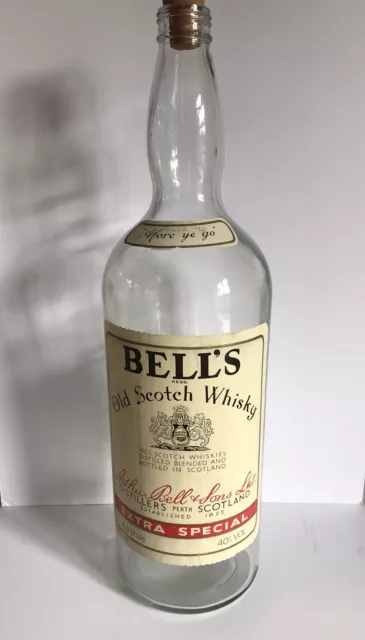 LARGE VINTAGE BELLS WHISKY / WHISKEY BOTTLE, 4.5 LITRE/8pt, MONEY/COIN, EMBOSSED