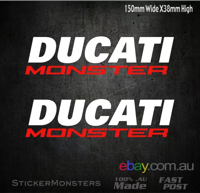 2X DUCATI MONSTER Tank Stickers Decals 150mmW Motorbike Moto Vinyl Cut Quality!