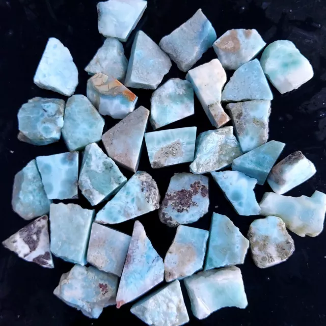 36Pcs 1041Cts Natural Blue Larimar Raw Rough Gemstone Unpolished Lot 18mm #2386