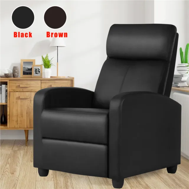 Recliner Chair Leather Modern Single Reclining Sofa Home Theater Club Seating US