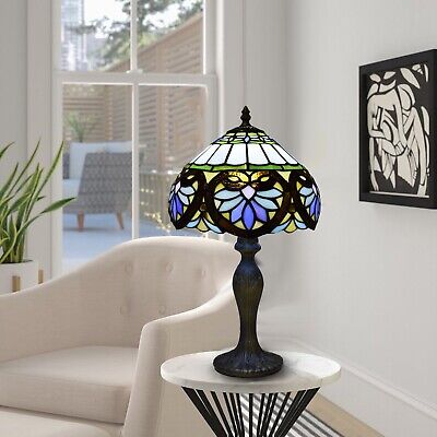 Tiffany Flower Style Stained Glass 10 inch Table Lamp Multicolor Handcrafted UK