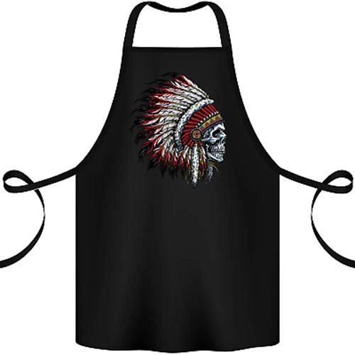 Indian Skull Headdress Biker Motorbike Cotton Apron 100% Organic