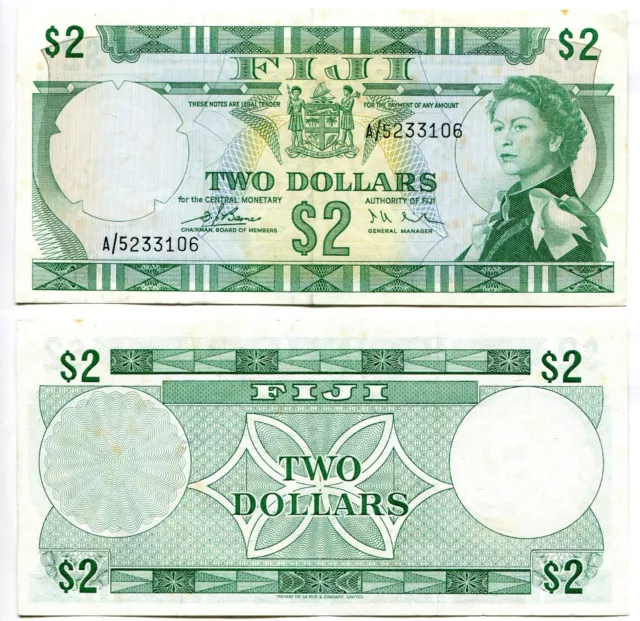 2 Dollars  Fiji / Fidschi ND(1974) Signatur Barnes/Craik, Erhaltung II-  P. 72a