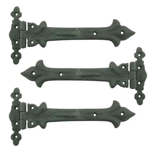 Wrought Iron Strap Hinge 9 Inch Southern Charm Rust Resistant Barn Pack of 3