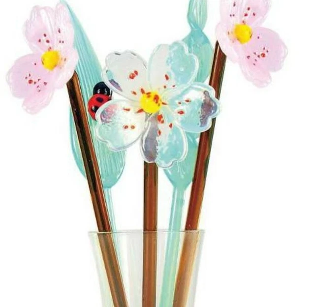 CHERRY BLOSSOMS GLOBAL Village Co Window Box Greetings Glass Flowers