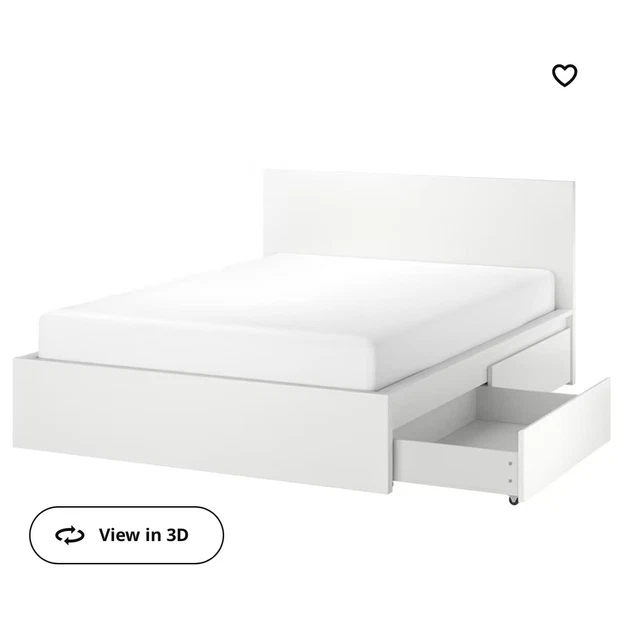 IKEA WHITE MALM Bed Frame with Drawers £200.00 PicClick UK