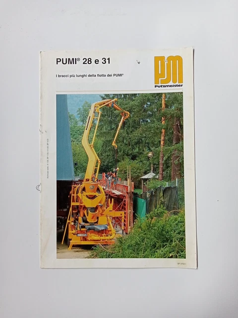 Depliant Brochure D'epoca Bracci  Pompe Calcestruzzo Autobetoniere PUTZMEISTER