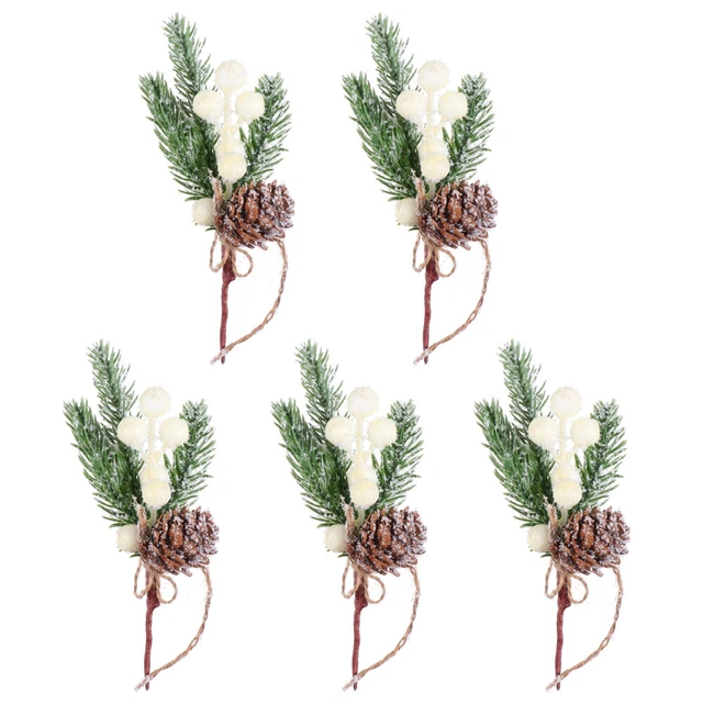 5 pz imitazione bacche di Natale aghi di abete per corona bacche steli corona domestica