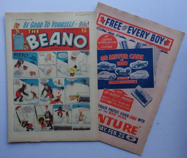 Beano comic #918 - Feb 20 1960 Leo Baxendale cover art + Adventure Flyer VG/FN