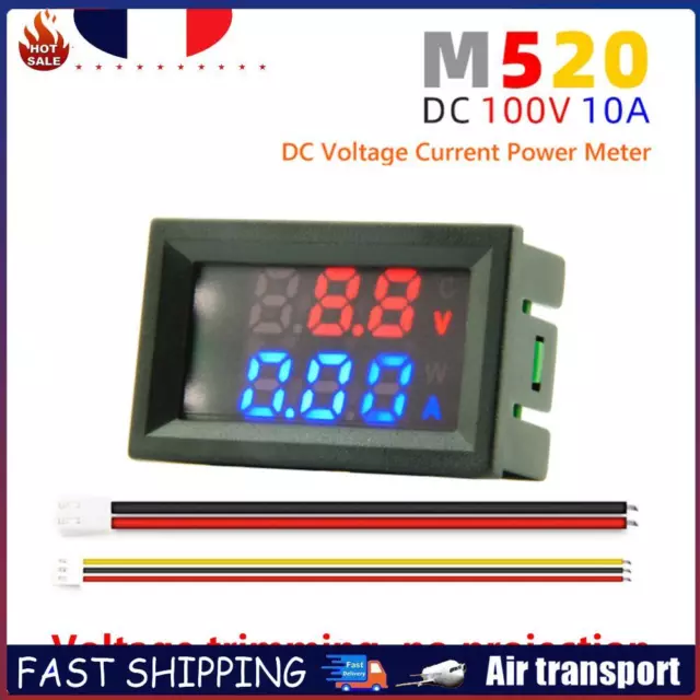 DC 100V Digital Voltmeter Dual LED Display 10A Amp Volt Tester Measurement Tools