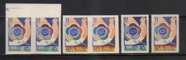 Russia 1957 Sc 1913-14  Perf Sc 1913A-14A Imperf Pair Festival  Mnh  # 5721