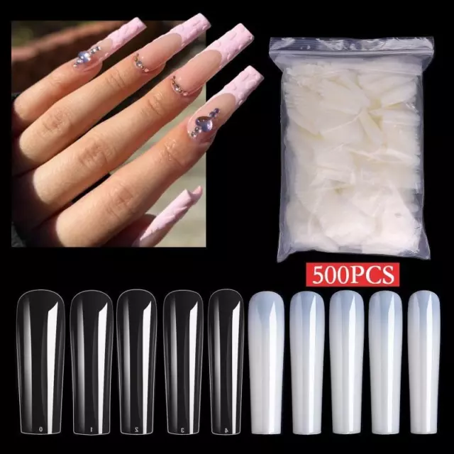 Full Cover False Nails XXL Long Coffin Press On Nail Nail Tips Clear And Natural