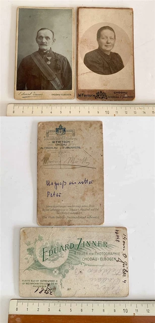 CDV Kabinettfoto 2x Portrait Porträt Soldat mit Orden 1871 Kadov u Moravského Kr
