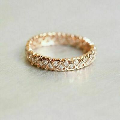 Heart Shape Wedding Band Ring 14K Yellow Gold FN 1.0Ct Round Lab Created Diamond