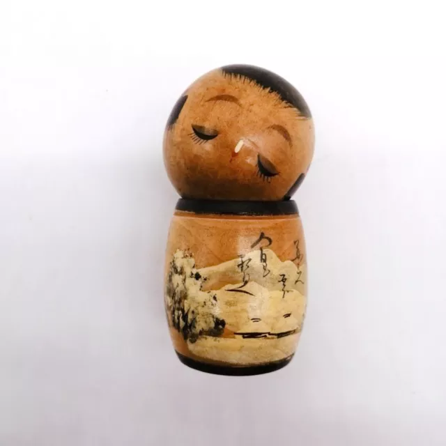 9.5cm Japanese Creative KOKESHI Doll Vintage SOSAKU Hand Painted Interior KOB276